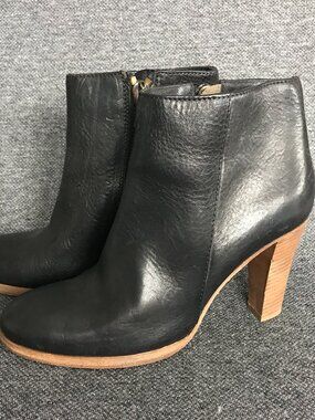 Madewell 1937 Almanac Black Leather 4" High Heel Side Zip Ankle Boots Italy 8.5